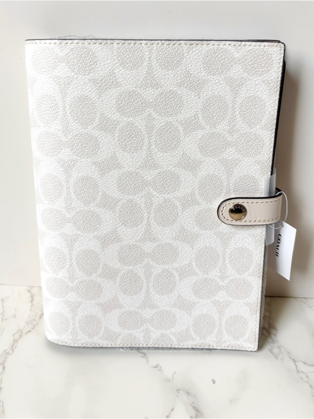New Coach Notebook in Signature Canvas Print Chalk White